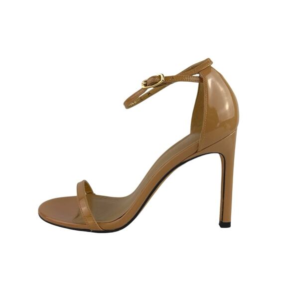 Stuart Weitzman Nudistcurve 100 Tan Leather Ankle Strap Stiletto Heels Sandals 7 - Picture 1 of 6